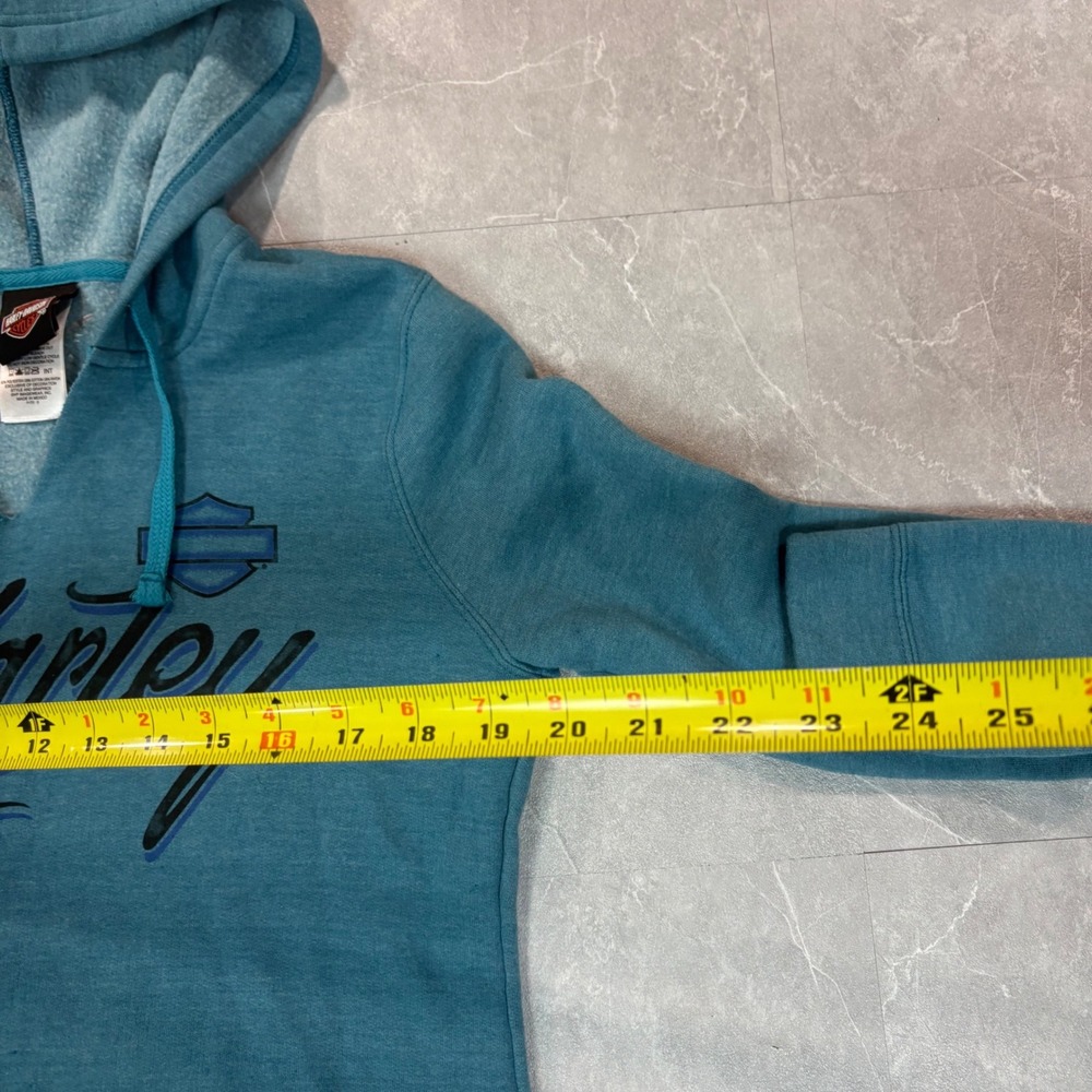 Harley-Davidson Women Teal Smoky Mountain Maryville TN Graphic Hoodie Small - Picture 5 of 7